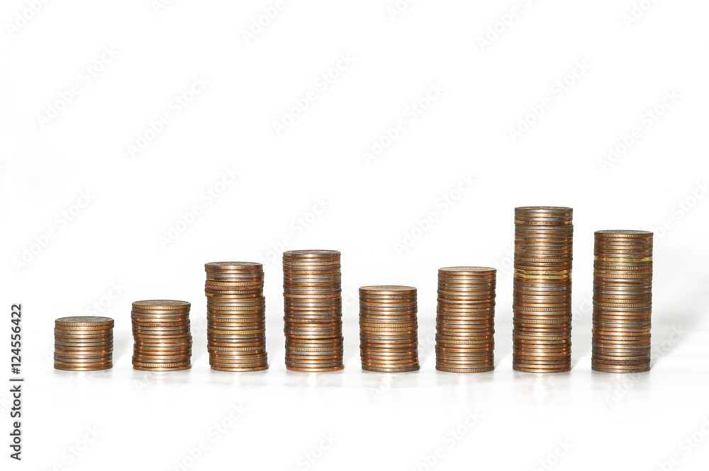 Piles of coins of different height, russian coins Piles of coins of different height, russian coins