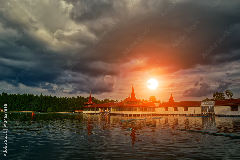 Fototapeta premium Heviz Thermal Lake at Sunset