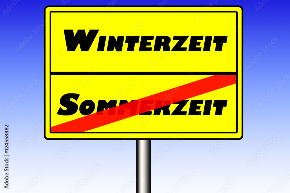 Sommerzeit Winterzeit Schild Sommerzeit Winterzeit Schild