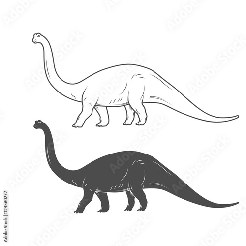 Dinosaurs illustrations on white background. Vector