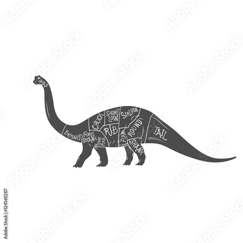 Dinosaurs illustration with cut scheme on white background. Vector © idimair