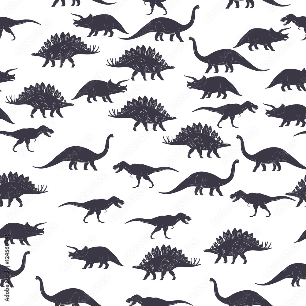 Dinosaur black and white seamless pattern. Vector Dinosaur black and white seamless pattern. Vector