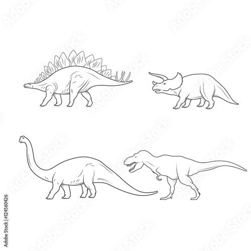Set of Dinosaurs Illustration isolated on white background. Vector