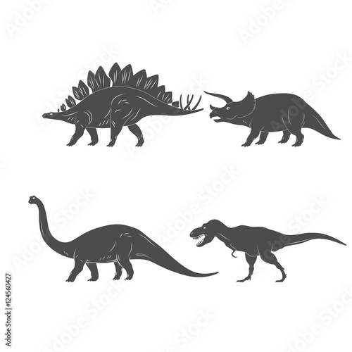 Set of Dinosaurs Illustration isolated on white background. Vector © idimair
