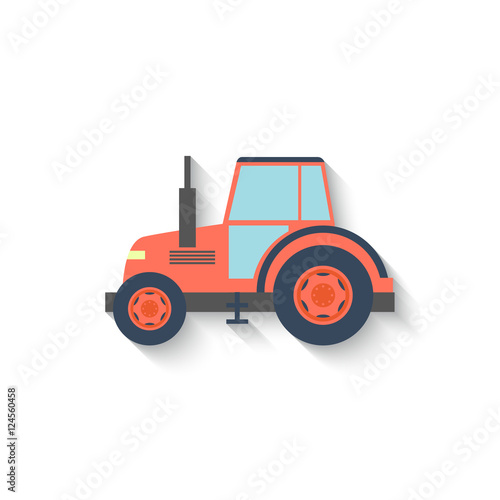 Flat Design Tractor Isolated on white Background. Vector