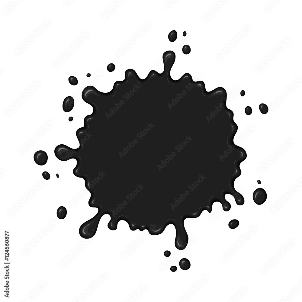 Vector blob of ink or oil. Splattered stain of paint, splash, drop black liquid. Design element for banner. Abstract vector illustration with splatter and blot isolated on white background. Vector blob of ink or oil. Splattered stain of paint, splash, drop black liquid. Design element for banner. Abstract vector illustration with splatter and blot isolated on white background.
