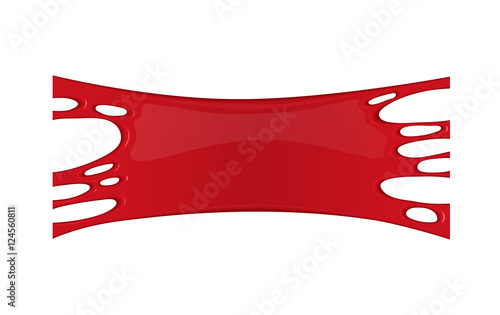 Vector banner with blood splash. Abstract background with stain, spot or splatter of red paint. Grunge illustration for Halloween design.