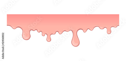 Pink bubble gym or melting ice cream. Flow of sweet sticky liquid. Abstract illustration of splash. Burst off bubblegum. Cartoon design