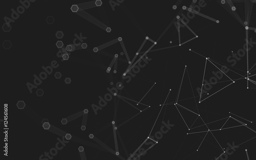 Abstract polygonal space low poly dark background  3d rendering