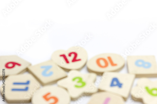 blurred of color shaped numbers on white background