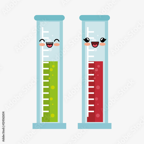 kawaii chemical glassware fluids icon vector illustration eps 10