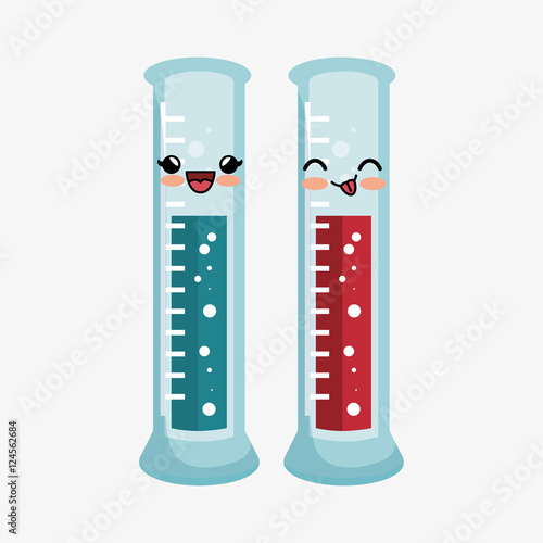 two laboratory glass kawaii graphic vector illusration eps 10