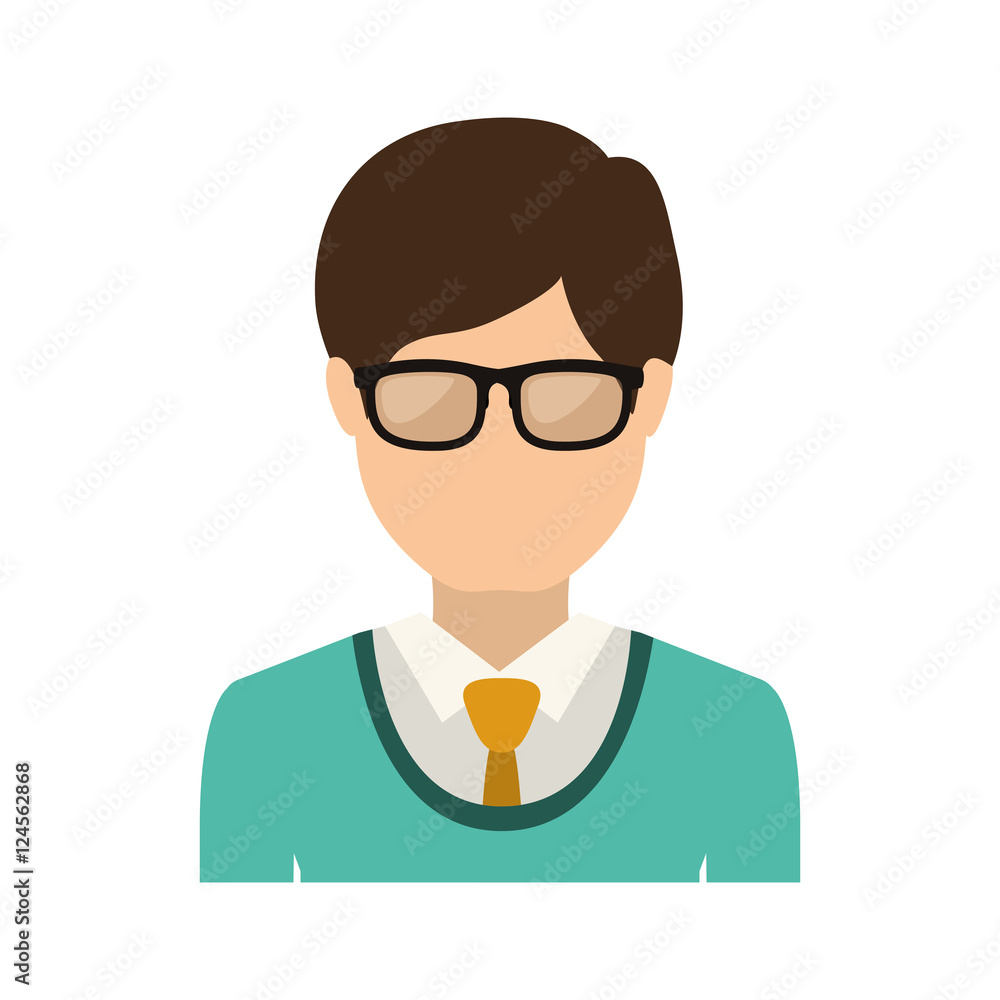 half body man with formal suit and glasses vector illustration