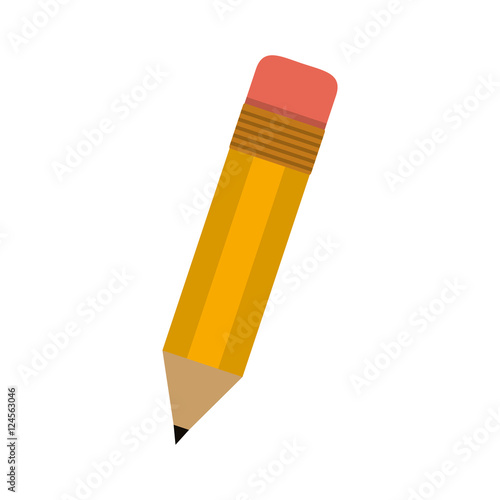 little school pencil with eraser vector illustration