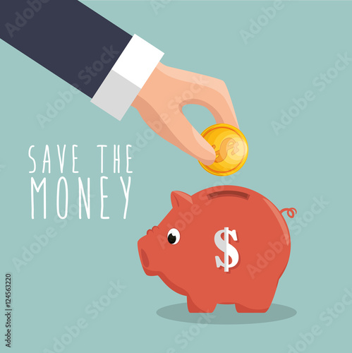 hand put coin piggy save the money icon vector illustration eps 10