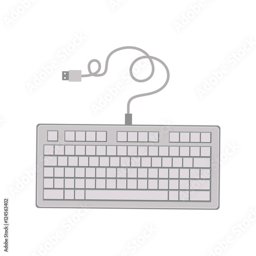 computer keyboard with USB cable vector illustration