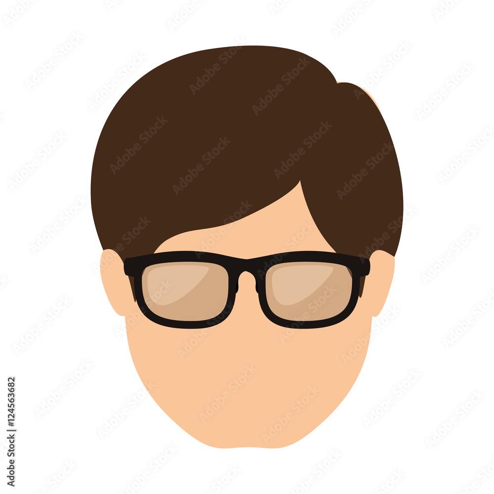 front face man with black hair vector illustration