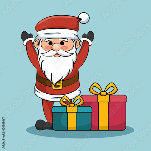 santa claus with gift boxes christmas design vector illustration eps 10
