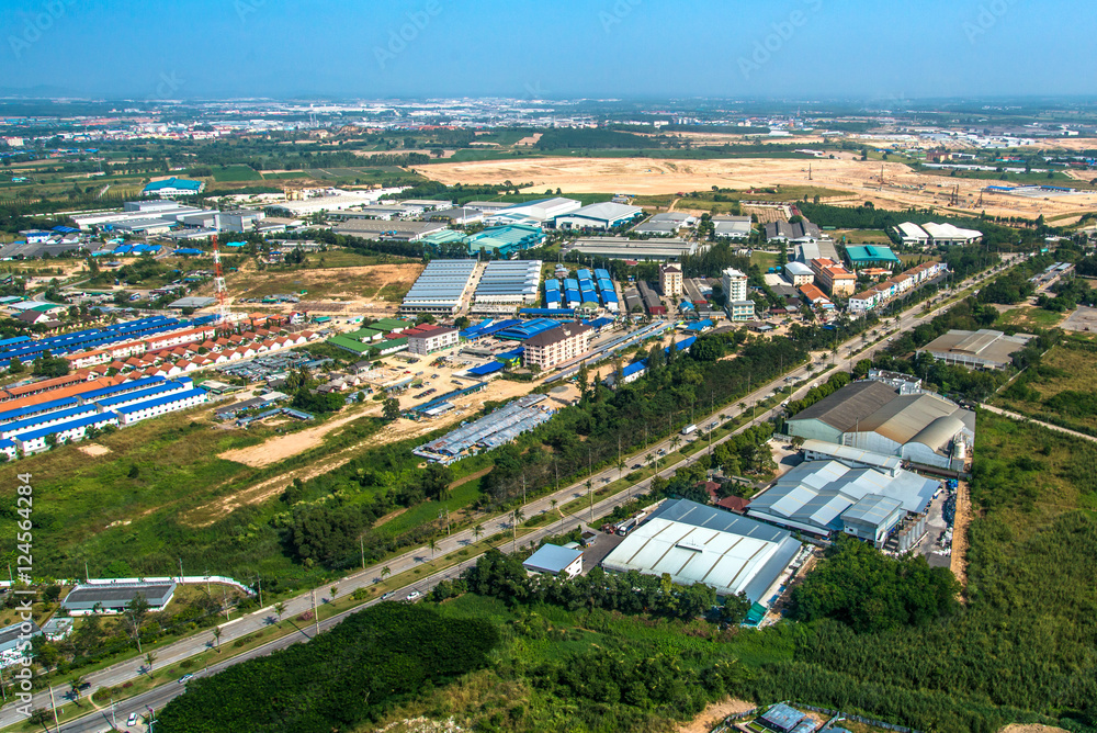 Fototapeta Industrial estate residential land development in Asia