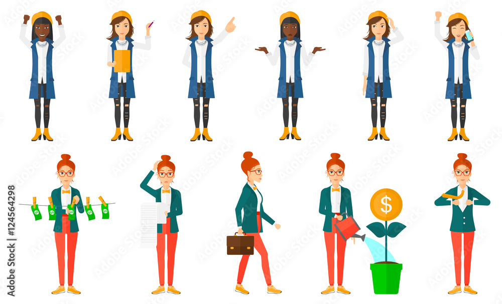 Vector set of illustrations with business people. Vector set of illustrations with business people.