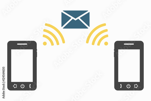 two smartphone sending message
