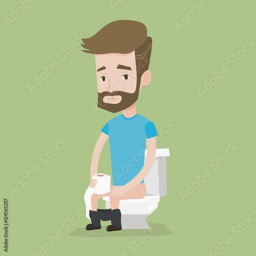 Man suffering from diarrhea or constipation.