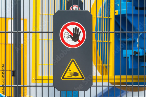 Safety sign on machine