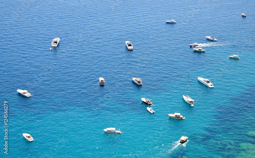 Boats in the blue sea 