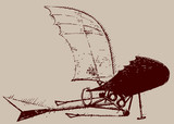 Flying Machine illustration / Leonardo da Vinci [vector]