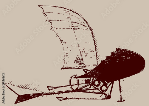 Flying Machine illustration / Leonardo da Vinci [vector] photo