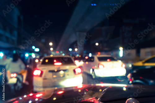 Blurred traffic jam on rush hour time, shooted from inside of ca