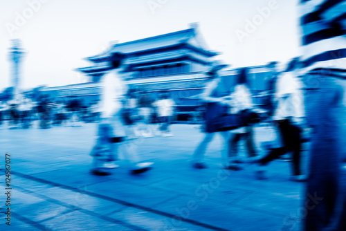 people walking on Tiananmen Square in Beijing, China.