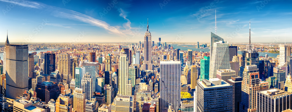 Fototapeta premium Widok z lotu ptaka Manhattan w Nowym Jorku