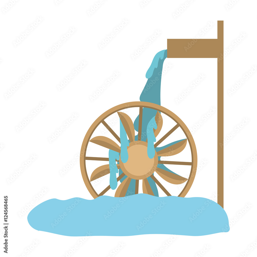 water mill wheel icon over white background. vector illustration Stock ...