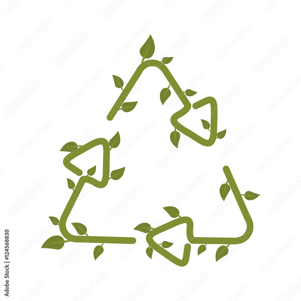 green leaves shape recycle symbol over white background. vector illustration green leaves shape recycle symbol over white background. vector illustration