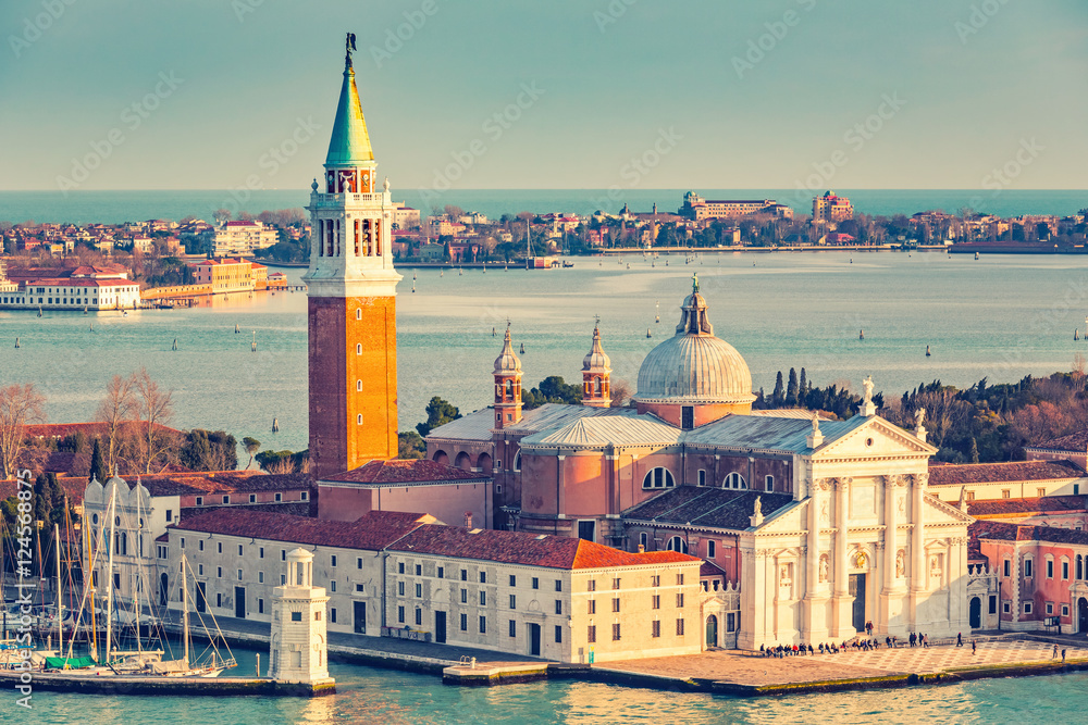 Fototapeta premium Aerial view at San Giorgio Maggiore island, Venice, Italy