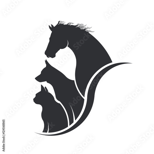 Horse, Dog, Cat Animal Lover Illustration