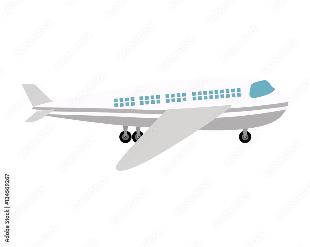 travel airplane windows and wheels and wing vector illustration