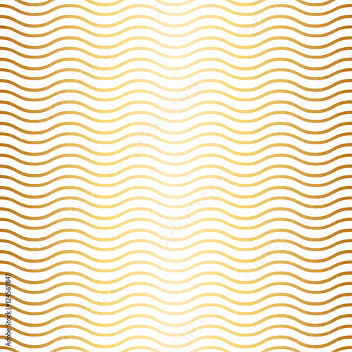 Pattern with waves gold gradient and white background.