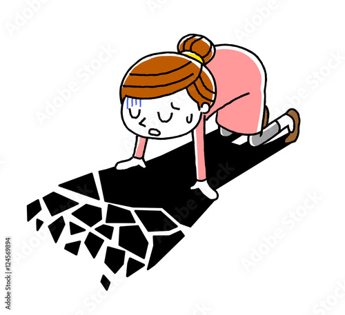 
絶望して落ち込む若い女性
