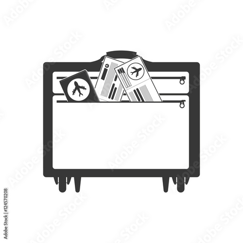 silhouette big suitcase with air tickets vector illustration