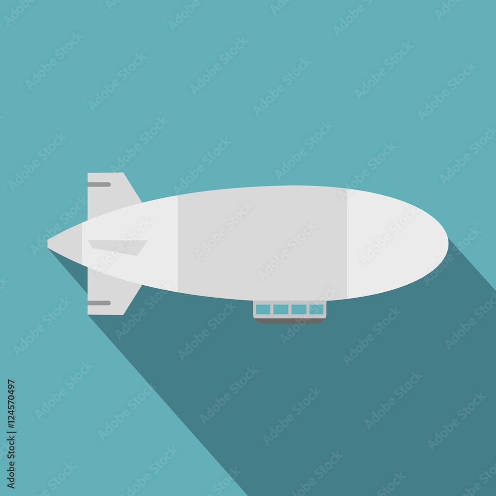 Airship icon. Flat illustration of airship vector icon for web isolated on light blue background Airship icon. Flat illustration of airship vector icon for web isolated on light blue background
