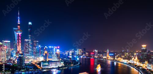 Wallpaper Mural Shanghai Skyline at Night in China. Torontodigital.ca