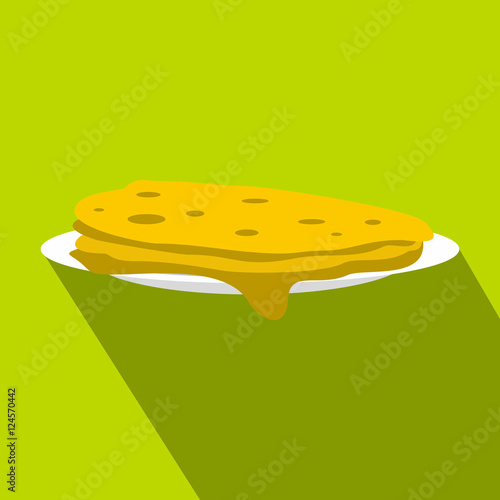 A stack of fried pancakes icon. Flat illustration of pancakes vector icon for web design