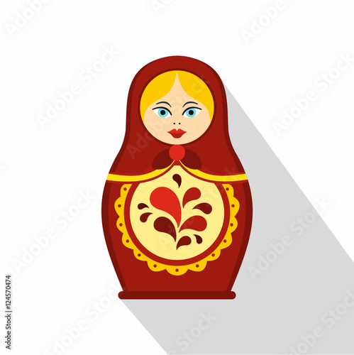Russian tradition matryoshka doll icon. Flat illustration of matryoshka vector icon for web design