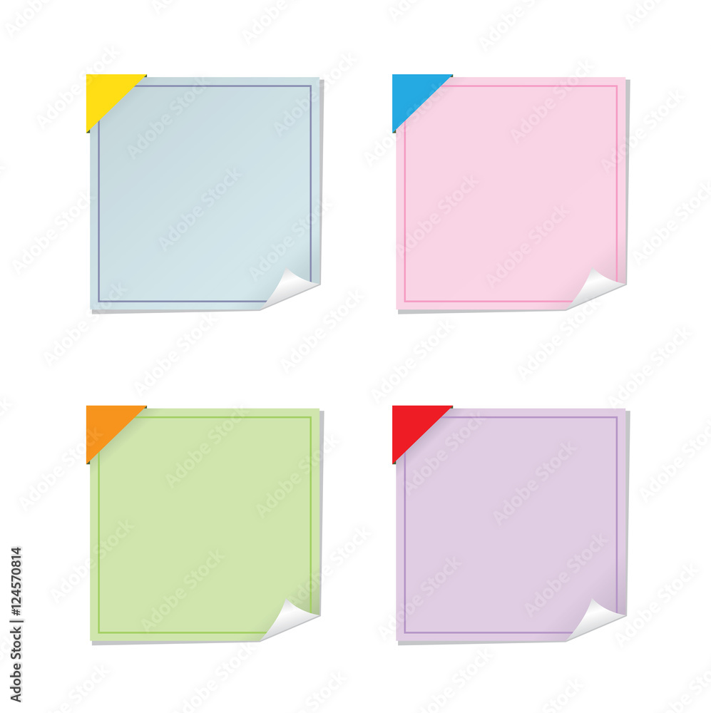 Set of blank note paper vector. Set of blank note paper vector.
