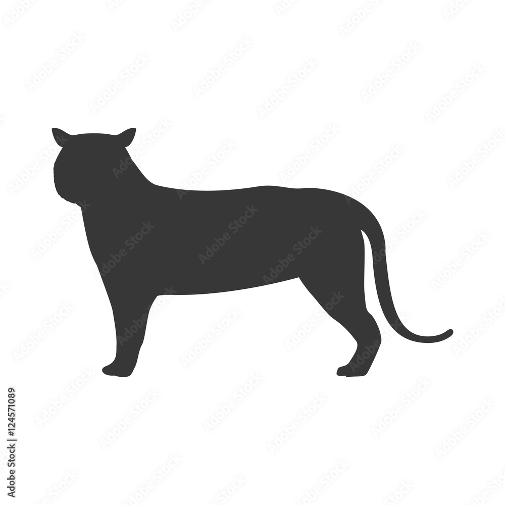 silhouette with panther wild animal vector illustration