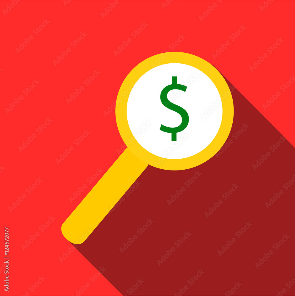 Magnifier with increase money icon. Flat illustration of magnifier with increase money vector icon for Magnifier with increase money icon. Flat illustration of magnifier with increase money vector icon for