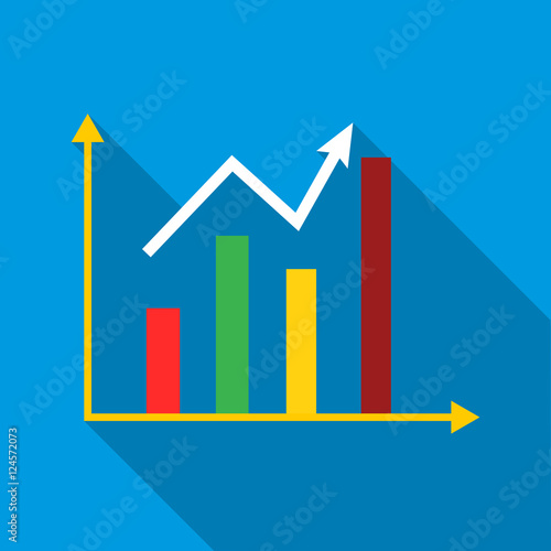 Growth chart icon. Flat illustration of growth chart vector icon for