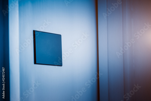 closed door in a hotel in blue tone.